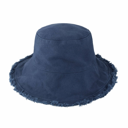 Wide Brim Frayed Bucket Hat for Summer – Lightweight Cotton Sun Hat