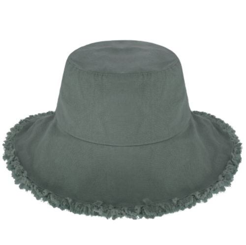 Wide Brim Frayed Bucket Hat for Summer – Lightweight Cotton Sun Hat