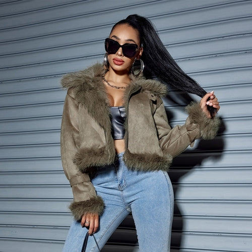 Women's Suede Short Coat – Faux Leather Streetwear