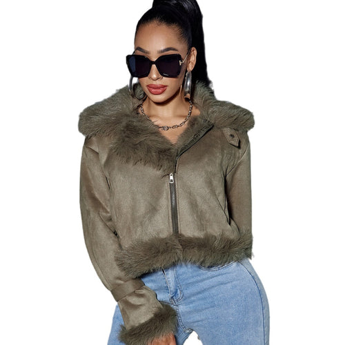 Women's Suede Short Coat – Faux Leather Streetwear