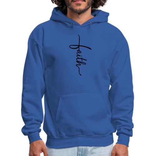 Mens Graphic Hoodie Faith Script Cross Black Illustration