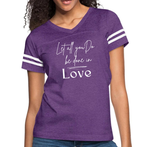 Womens Vintage Sport Graphic T-shirt - Let All you do be Done in Love