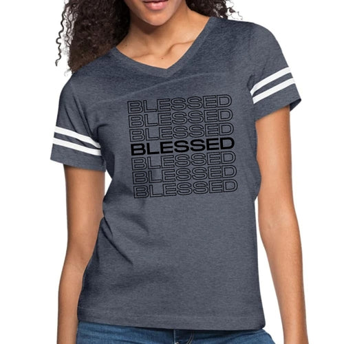 Womens Vintage Sport Graphic T-shirt - Stacked Blessed Print