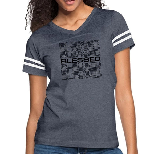 Womens Vintage Sport Graphic T-shirt - Stacked Blessed Print
