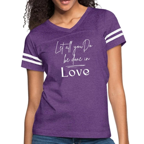 Womens Vintage Sport Graphic T-shirt - Let All you do be Done in Love